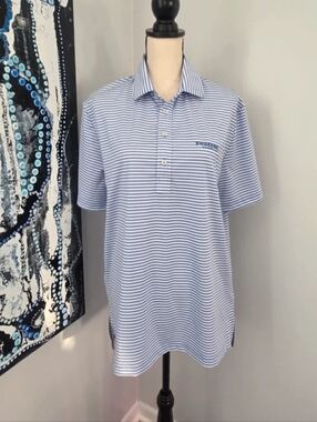 RLX Ralph Lauren Stripe Golf Polo Shirt Men Medium Firestone Country Club